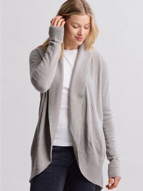 Barefoot Dreams CozyChic Lite Cardigan Gray Open Front Soft Knit XS/S